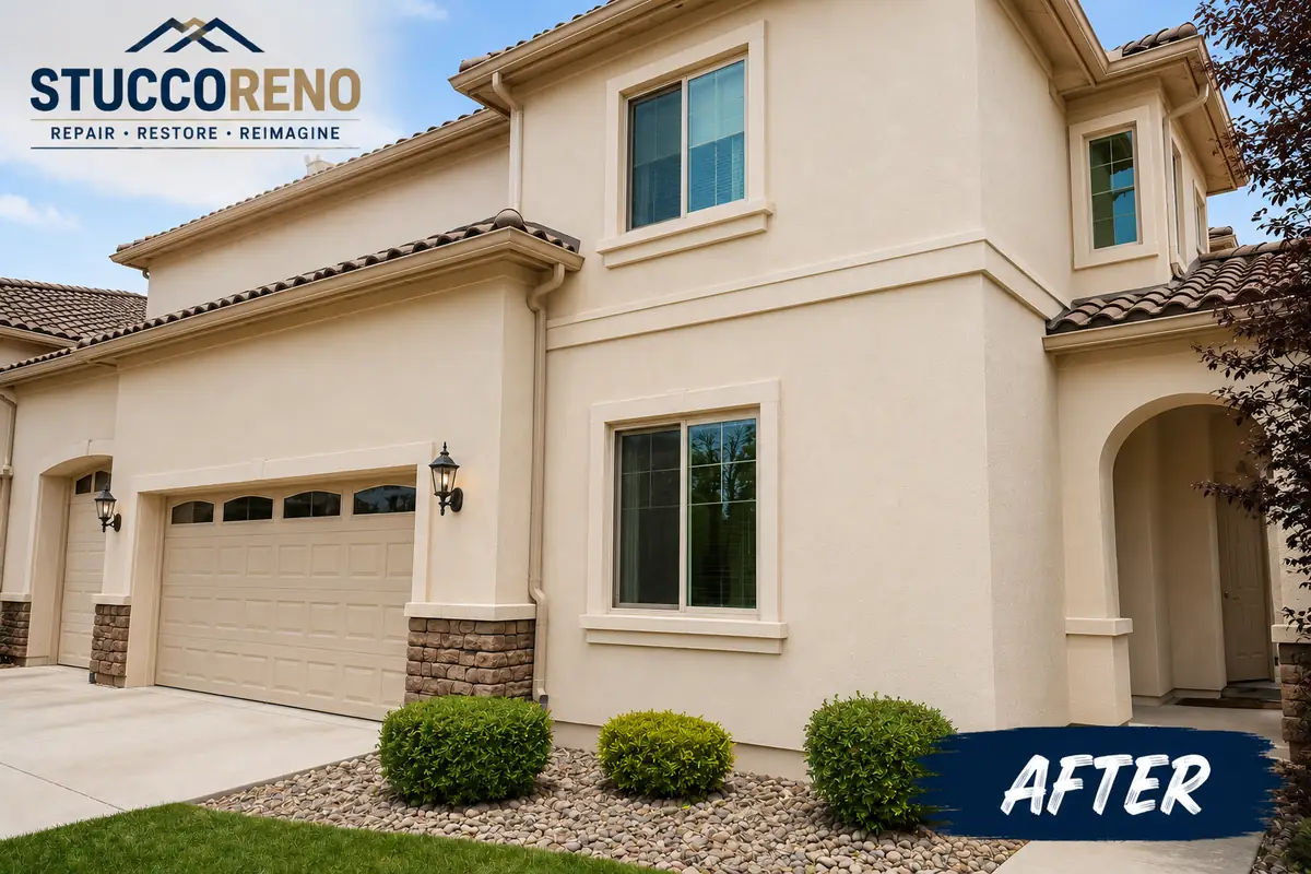 Freshly re-stuccoed home exterior in Reno NV