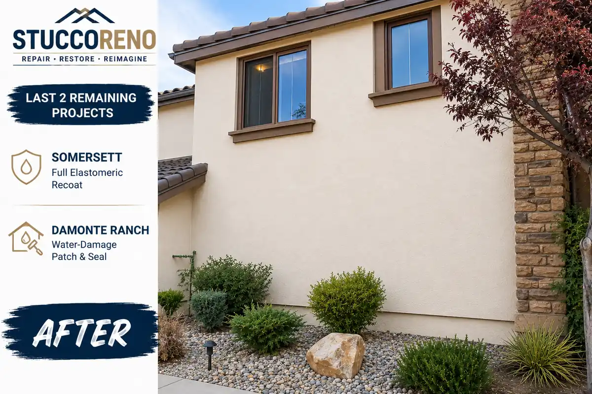 Repaired and sealed stucco wall in Damonte Ranch Reno NV