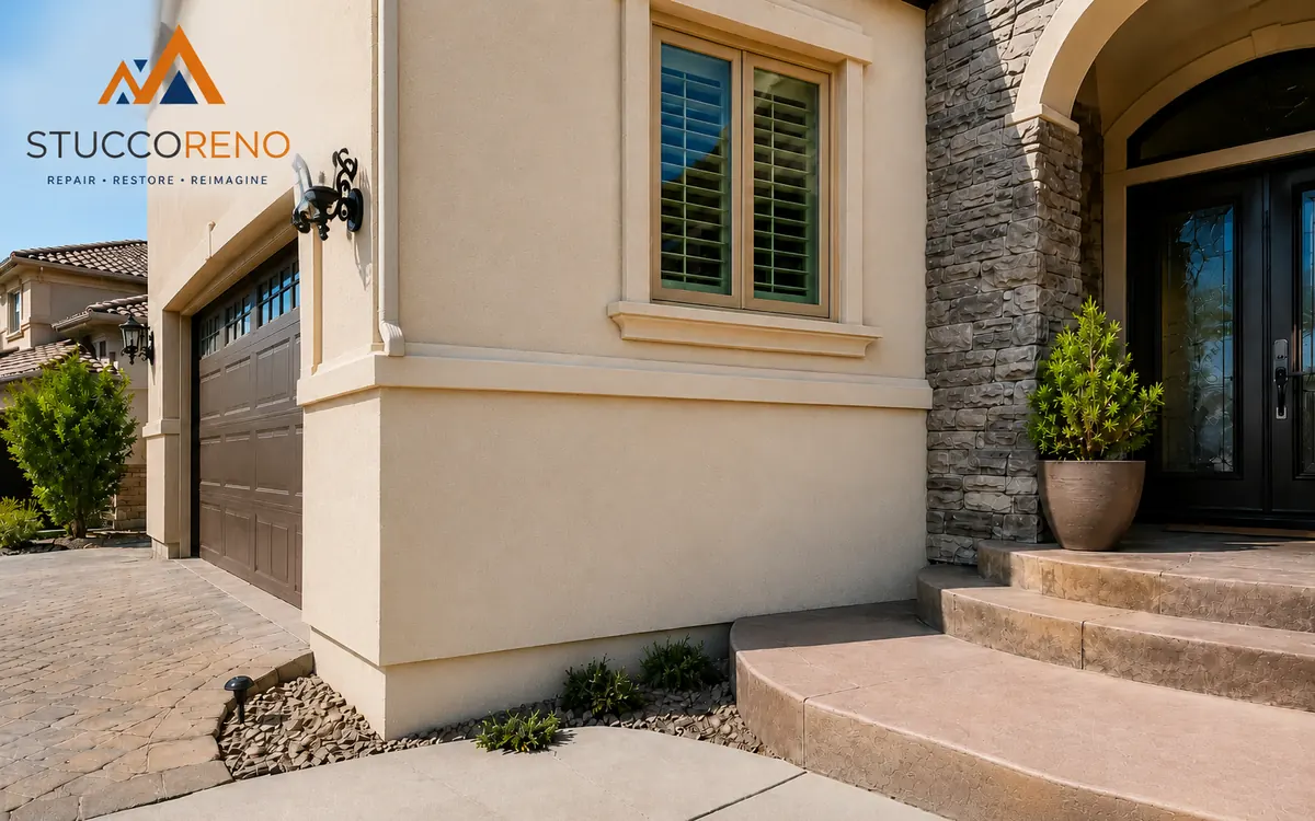 Stucco repair on a Reno NV home exterior by Stucco Reno